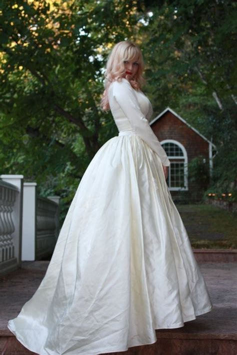 Custom Vintage 1950s Silk Satin Wedding Dress Princess