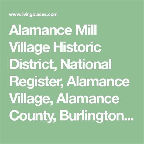 Alamance Mill Village Historic District National Register Alamance