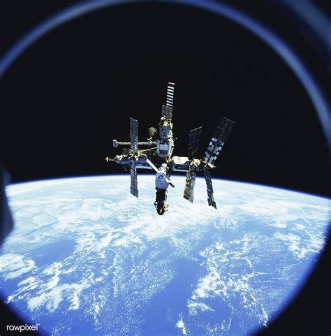 Russias Mir Space Station Is Backdropped Against Earths Horizon Original From Nasa Digitally