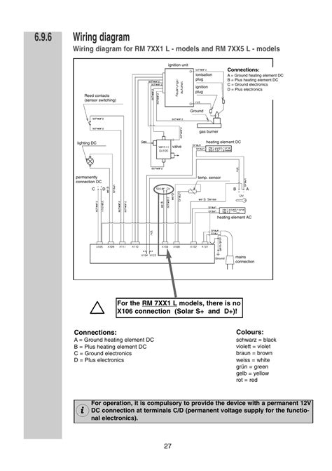 wiring diagram connections colours dometic rm   user manual page