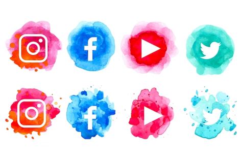 Free Vector Watercolor Social Media Icons