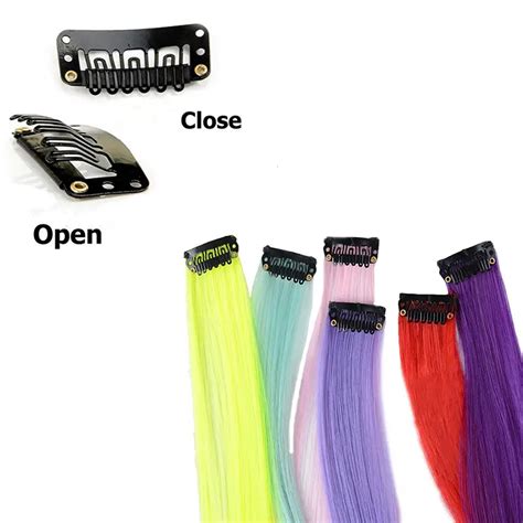 Synthetic Clip On Hair Extension Colorful Straight Hair Temu