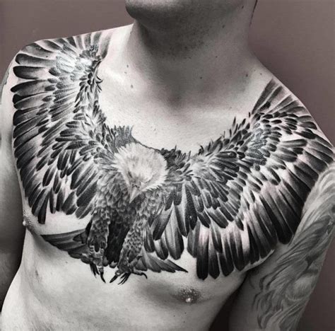 41 Eagle Wings Chest Tattoos For Men