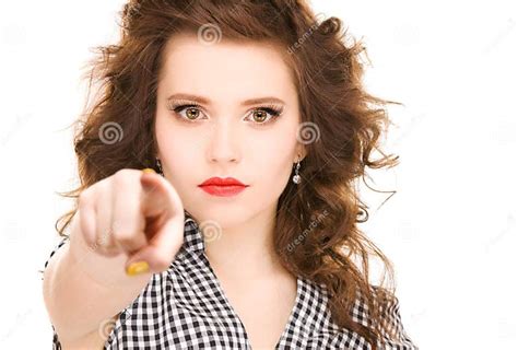 woman pointing her finger stock image image of adult 13671821