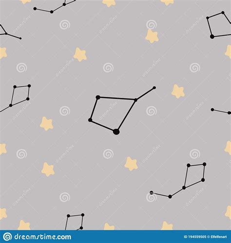 Constellations Seamless Pattern Set Starry Night Sky Map Cluster Of