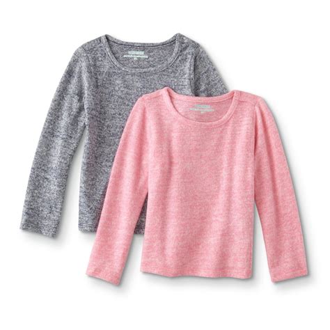 Wonderkids Infant And Toddler Girls 2 Pack Long Sleeve Top Marled