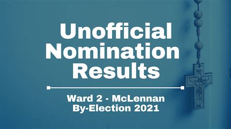 Unofficial Nomination Results Ward 2 Mclennan By Election Holy
