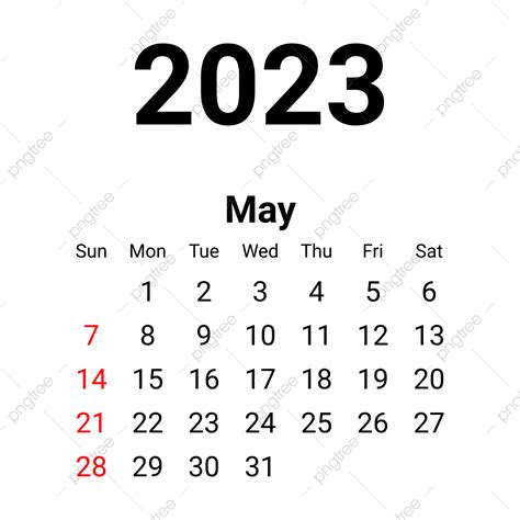 Calendario Minimalista De Mayo De 2023 Png Vectores Psd E Clipart