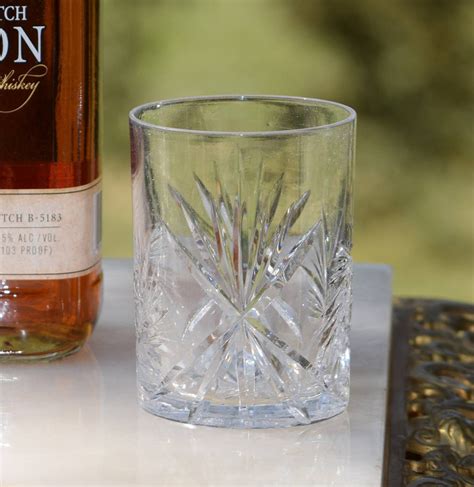 Antique Crystal Lowball Glasses Set Of 3 Mad Men Barware Vintage Scotch Whiskey Bourbon