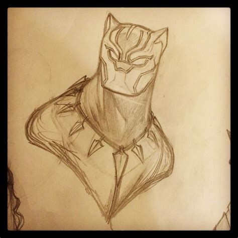 Black Panther Head Sketch Pencils Finished Version In The Morning