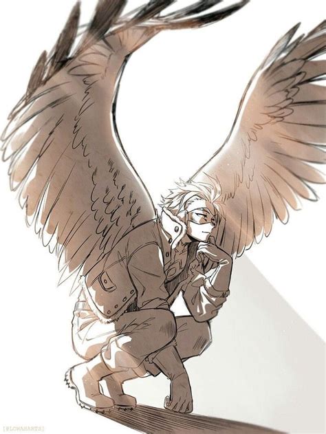 A Drawing Of An Angel Kneeling Down With His Hands On His Face And Wings Outstretched