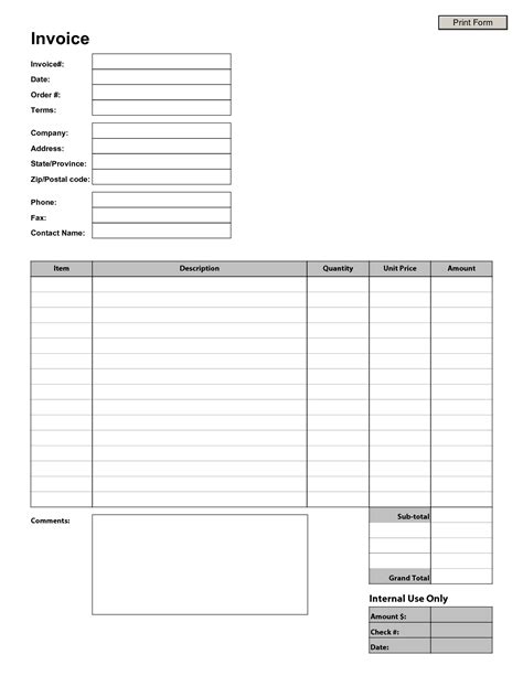 Free Printable Invoice Template Pdf Word Excel Hot Sex Picture