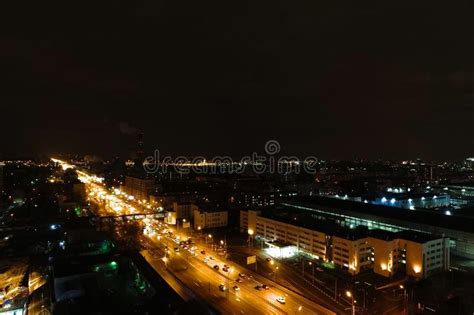 Night View Of City Road From Above Stock Photo Image Of Asphalt