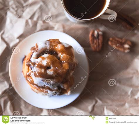 Cinnabon With Coffee Stock Photo Image Of Food Baked 49426488