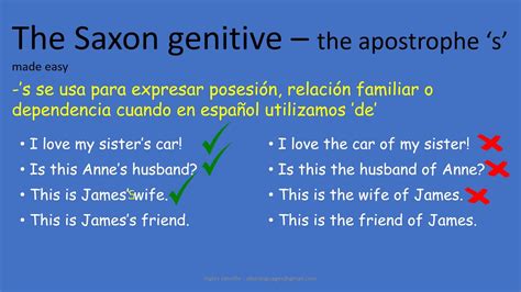 Saxon Genitive S Explained In Spanish Genitivo Sajón S