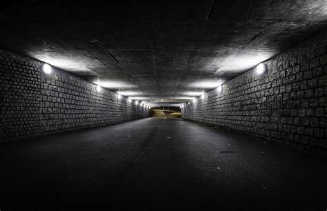 Empty Dark Tunnel At Night Custom Wallpaper