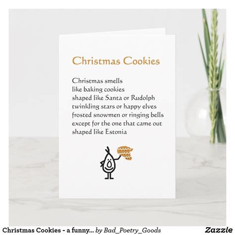 Christmas Cookies A Funny Christmas Poem Holiday Card Zazzle Christmas Poems Funny