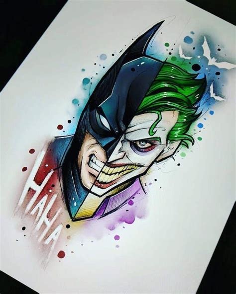 Batman Joker Side By Side Split Drawing Watercolour Easy Drawings For