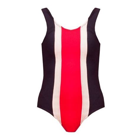Cynthia Rowley Contrast Stripe Swimsuit 115 Liked On Polyvore