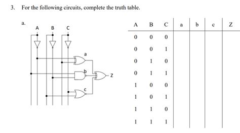Solved 3 For The Following Circuits Complete The Truth