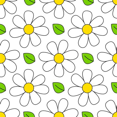 Premium Vector Daisy Seamless Pattern Floral Retro Style Simple Motif