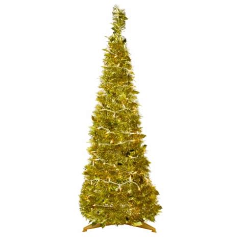 Northlight 4 Pre Lit Gold Tinsel Pop Up Artificial Christmas Tree