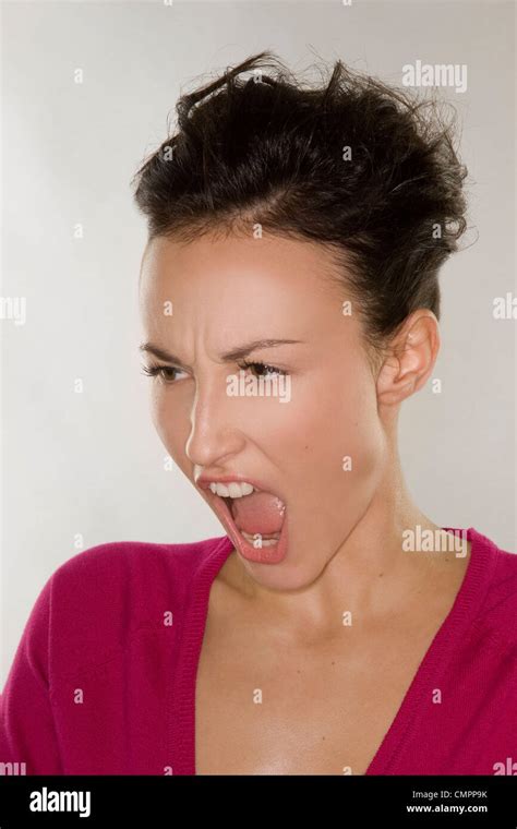 Woman Screaming Stock Photo Alamy