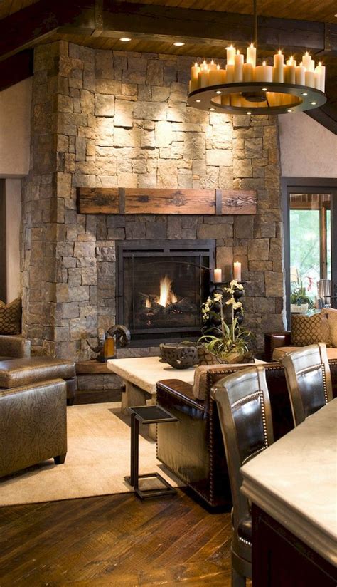 52 Mervelous Fireplace Ideas Makeover Rustic Stone Fireplace Cool