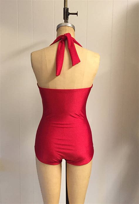 Helen Two Tone Retro Vintage One Piece Womens Swimsuit Etsy