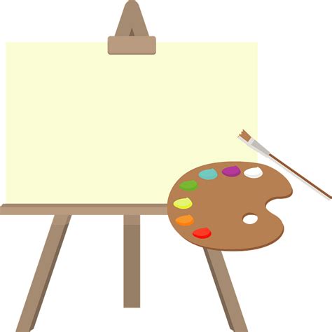 Art Canvas On An Easel And Paint Palette Clipart Free Download