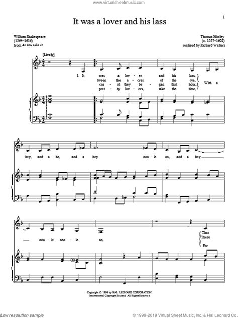 It Was A Lover And His Lass Sheet Music For Voice And Piano Pdf