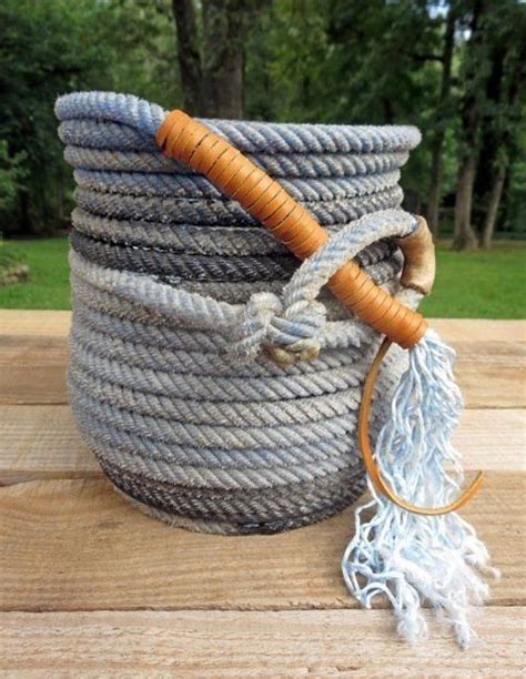 Lariat Basket ~ Lrb78 Lariat Leather And Lace Rope Basket