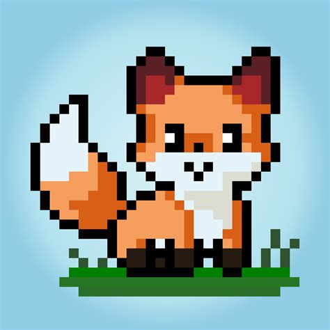 8 Bit Pixel Of Fox Animal In Vector Illustration For Cross Stitch And