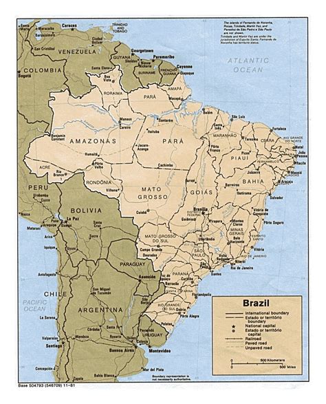 Large Political And Administrative Map Of Brazil With Roads And Major