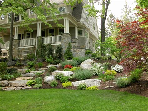 Hillside With Rugged Stone Path Spring Traditional Landscape
