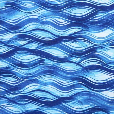 Blue Sea Water Waves Fabric Robert Kaufman Tropical Reef Sailor