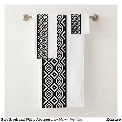 Bold Black And White Abstract Geometric Pattern Bath Towel Set Zazzle