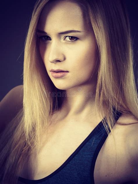 Beautiful Woman Having Serious Face Expression Stock Image Image Of