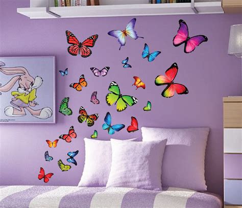 Colorfull Butterfly Nursery Kids Wall Decals Set Of 40 3002