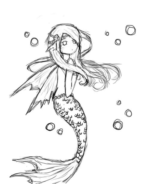 Sketched Mermaid By Ikookibabyx3 On Deviantart