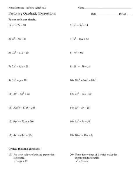 Unit 7 Polynomials And Factoring Worksheet Answers