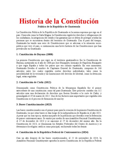 Historia De La Constitución Política De La República De Guatemala