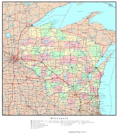 Wisconsin Political Map Printable Map Of Wisconsin Printable Maps