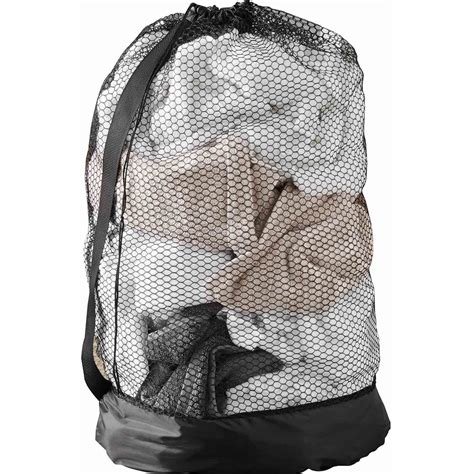 Mainstays Heavy Duty Black Polyester Mesh Laundry Bag With Carry Strap