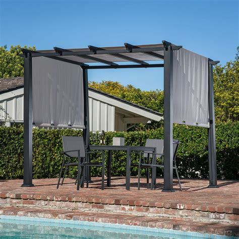 Hanover 8 X 10 Ft Metal Pergola With An Adjustable Gray Canopy