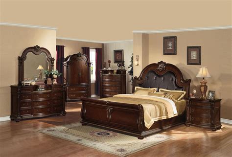 Cherry wood nightstands & bedside tables. Cherry Wood Espresso PU King Bedroom Set 4P Anondale ...