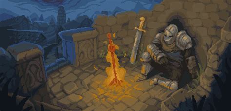 Pixelartus Dark Souls Chilling At The Bonfire Pixel Artist