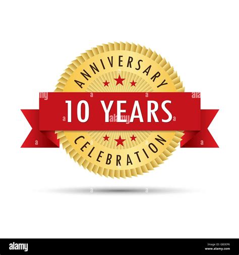 Ten Years Anniversary Tenth Anniversary Celebration Gold Badge Icon