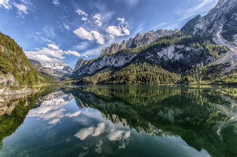 Desktop Wallpapers Alps Austria Lake Gosau Nature Mountains Sky
