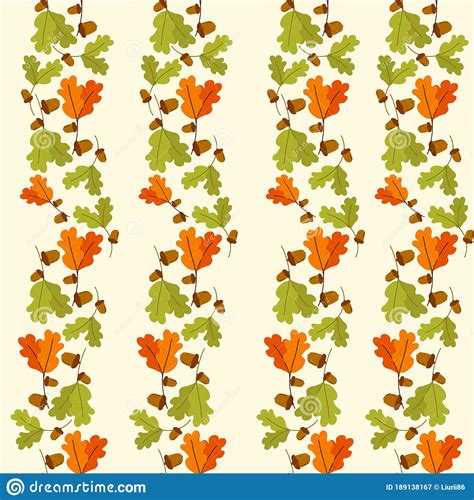 Oak Leaf Acorns Pattern On An Autumn Theme With Acorns And Oak Leaves
